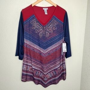 Catherines Red White Blue L'Attitude Tunic size 1X